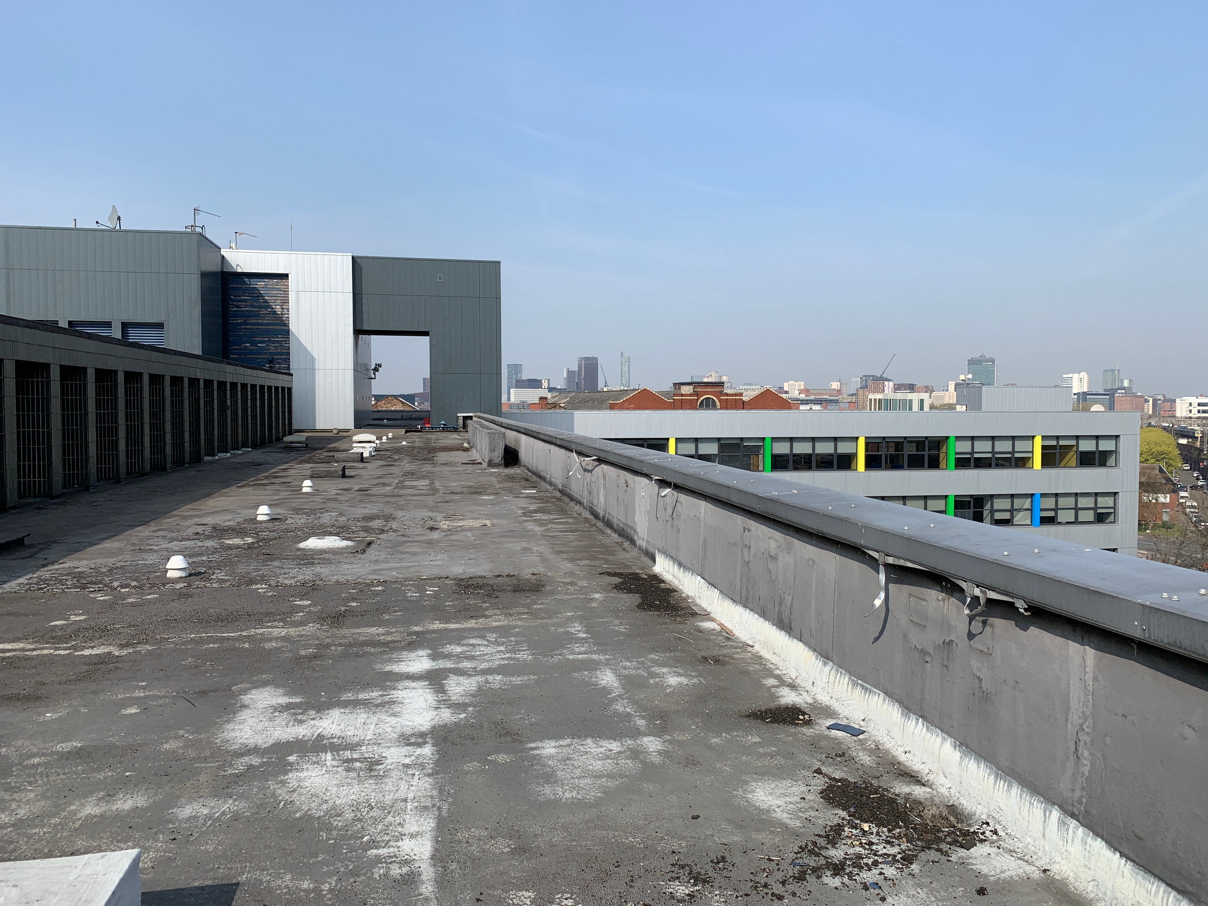 Aerial view of commercial flat roof